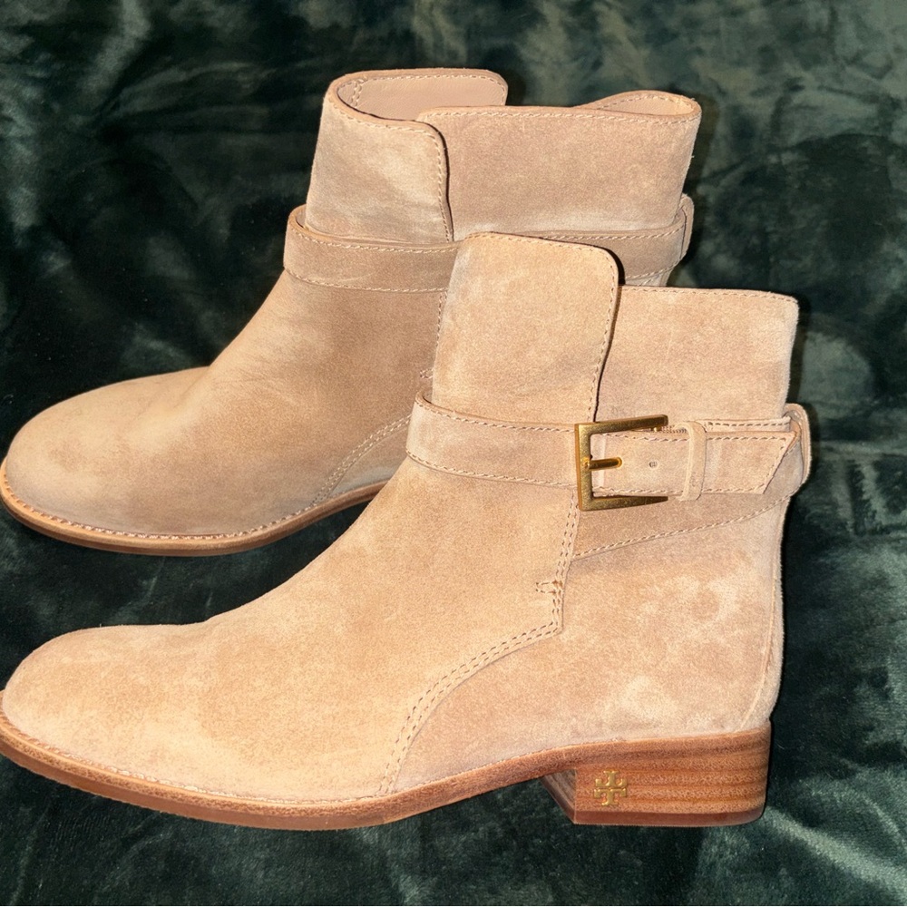 Tory Burch Tan Suede Ankle Boots
